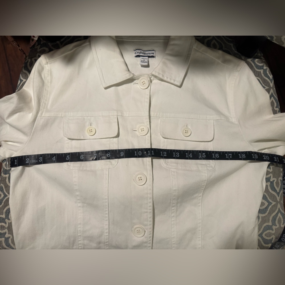 Croft & Barrow Women's Ivory Stretch Jean Jacket - Size S - Picture 8 of 10